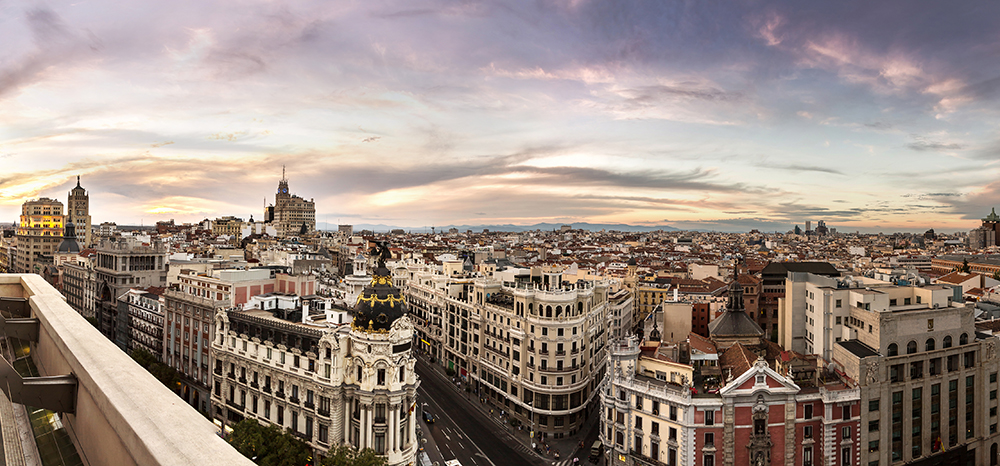 A view of the city from above.